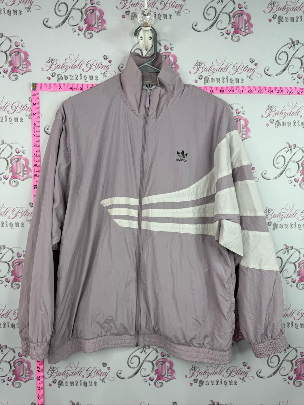 adidas Lilac Track Jacket with White Stripes
